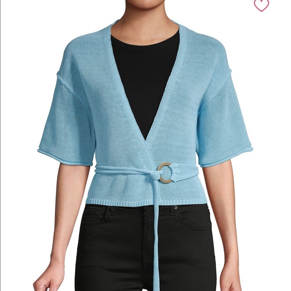 Free people Clear Day crop‎per belted wrap short sleeve cardigan Small NEW